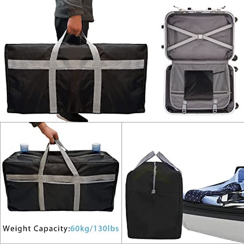Foldable Travel Bag, 96L Extra Large Holdall Bag, Packable Duffle Bag, Lightweight Waterproof Duffel Bag, Black — view 4