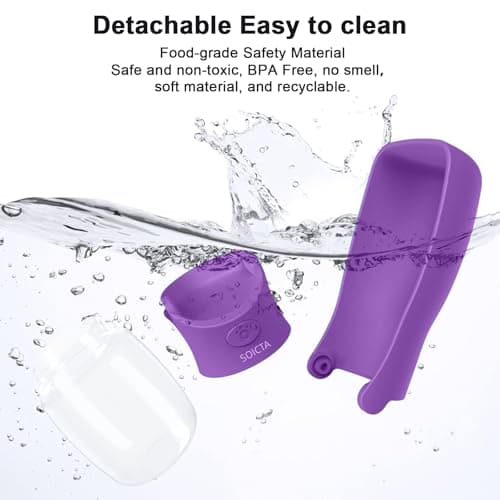 SOICTA Portable Dog Water Bottle for Walking 19 OZ or 12 OZ Portable Pet Water Bottles for Puppy Small Medium Large Dogs Water Dispenser Bowl Dog Accessories(12OZ Purple) — view 4