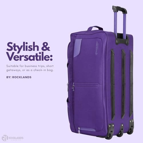 Rocklands® Lightweight Luggage Rolling Holdall Suitcase Wheeled Duffle Bag Cargo Sport Travel Bag RL501 (Purple, Large - 32" (H84 x L42 x W40 cm)) — view 2