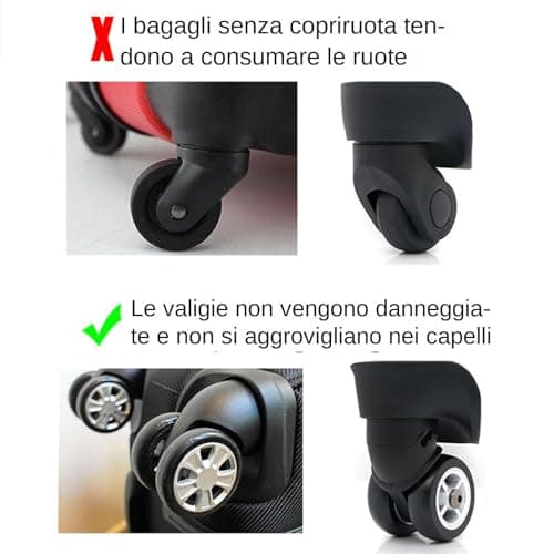 Silicone Luggage Wheel Cover - Luggage Wheel Cover 5.5 x 1.5 cm | Silicone Suitcase Wheel Protector | 8 Protective Covers for Luggage Compartment Anti-Noise Pro, Large Eight, riferimento alla — view 5