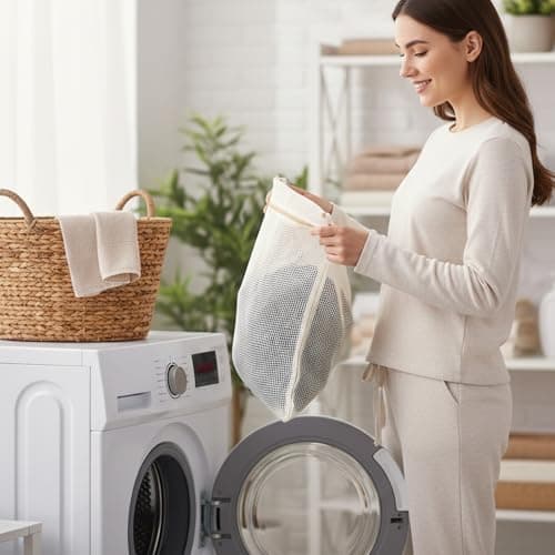 2 Pack Natural Cotton Mesh Laundry Bags, 16x20" Breathable Laundry Garment Bag with Sturdy Zipper, Gentle Wash Bags for Delicates Lingerie Clothes, Versatile Travel Storage Bag for Essentials Bra Sock — view 4