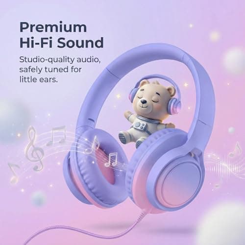 Zollexa Kids Over-Ear Headphones, 85/94dB, Mic, USB-C Adapter, Pink — view 4