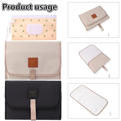 2 Pack Portable Changing Mats, Foldable Waterproof Travel Nappy Pads — view 3