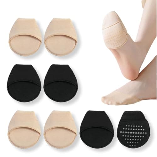 Livzikaroa 4 Pairs Toe Protectors for Shoes Half Sock Toe Covers Forefoot Cushion Socks in 2 Colours for Heels Flats Slip Ons and Everyday Footwear