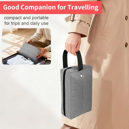 ALIIP Travel Toiletry Wash Bag,Portable Travel Grooming Pouch,Grey — view 6