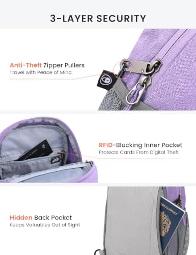 SKYSPER Sling Bag RFID Cross Body Bag Anti Theft Crossbody Backpack Travel Shoulder Daypack(Purple) — view 3