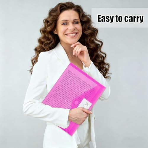 FITULABO A4 Plastic Wallets, 10 Pack Popper Wallet Folders with Button & Label Pocket, 5 Assorted Colours PVC Document Folders for School, Office & Home Organisation — view 6