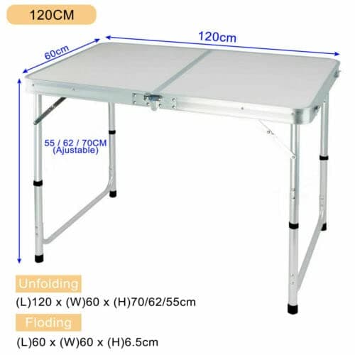 Aluminium Folding Table - Portable Lightweight Camping With Extra Strength Trestle Design, Power Coated Adjustable Height for Wedding, Garden Party, Picnic BBQ, Dinning With Carrying Handle — view 3