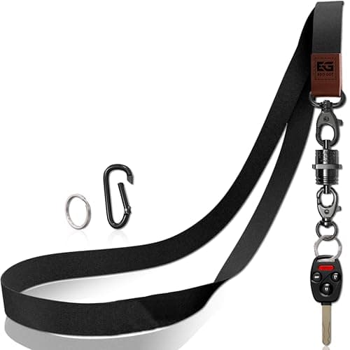 EDO GOT Neodymium Quick Attach Leather Lanyard with Carabiner and Magnetic Quick Release Buckle – 6.6 lb / 3 kg Pull Force – Genuine Leather End Neck Strap with Titanium Key Rings