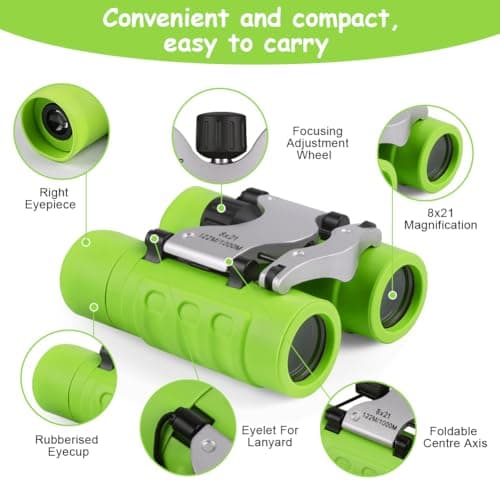 OSDUE Binoculars for Kids, 8 x Super Zoom Function Kids Telescope Outdoor Toys 4 5 6 7 8 Years Old Boys Girls High Resolution Binoculars for Kid Toys Educational — view 3