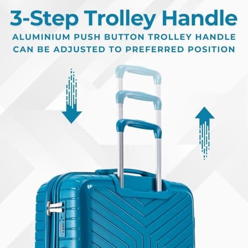 DK Luggage 24" Medium Hard Shell Polypropylene PP Suitcase 4 Wheel Spinner Luggage PP20 Blue — view 6