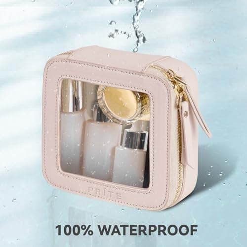 Prite Clear Makeup Bag Cosmetic Case Travel Toiletry Bag, Pink, Mini — view 4