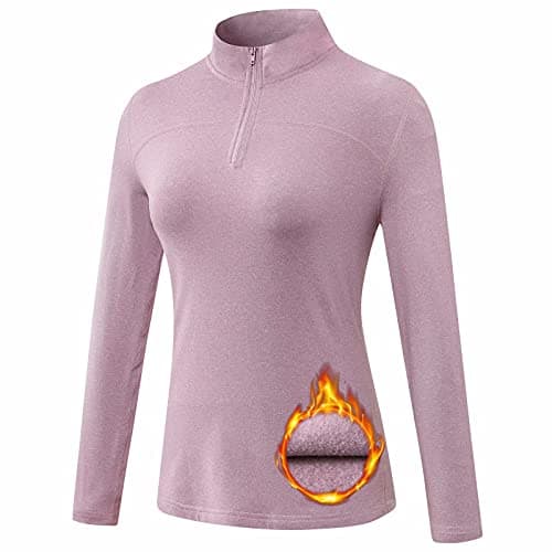 TERODACO Thermal Tops for Womens Half Zip Base Layer 12523 Pink M