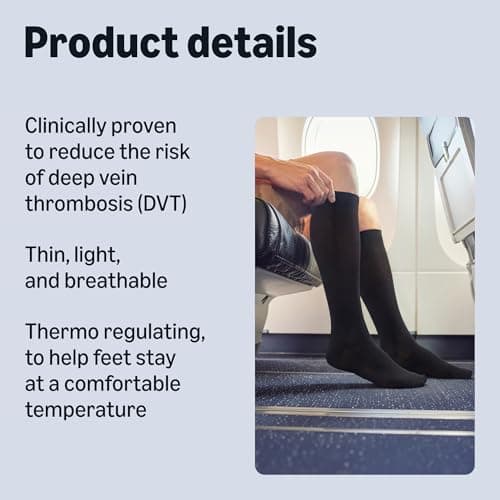 Healthcare by Amazon Medical Compression Socks, Class I (18–21 mmHg), Graduated Compression – for Flights, Travel & DVT Prevention, Breathable & Anti-Odour, Black, Size S/M (35–39) — view 3