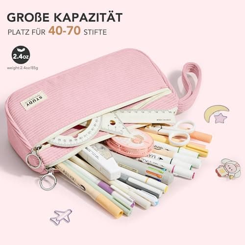 KALIDI Corduroy Pencil Case Large Aesthetic Pen Bag School Office Organizer — view 2