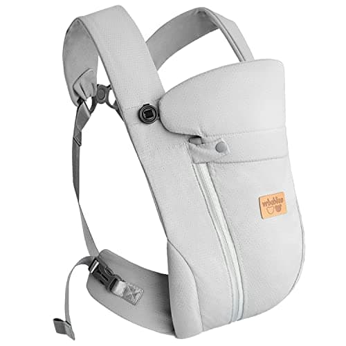 vrbabies Baby Carrier from Newborn, Ice Silk Baby Sling with Adjustable Belt & 3D Breathable Mesh, Face-in and Face-Out Front and Back Carry for Newborns and Older Babies 4-15kg(Light Grey)