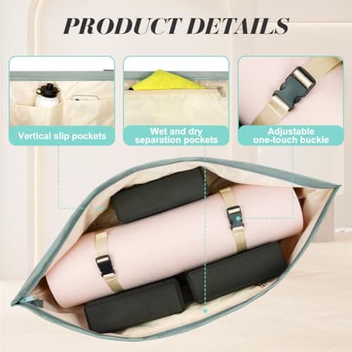 Aucuu Large Yoga Mat Bag, Gym Bag, Travel Yoga Gym Bag for Women Men, Gray Green, Nylon, Classic, Unisex — view 3