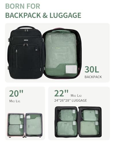ECOHUB 4pcs Compression Packing Cubes, Suitcases Organiser Bag with Tag, Recycled Travel Bags Organiser for Backpack, Tear-resistant Packing Organiser for Carry On Luggage, Green (Patent Pending) — view 6