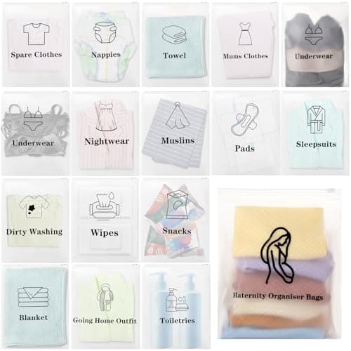 20 Pcs Baby Hospital Maternity Organiser Bags, Reusable Ziplock, 38x28cm