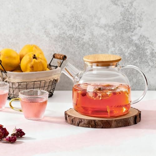 PARACITY Tea Pot 1000ML, Borosilicate Glass Teapot with Bamboo Lid — view 6