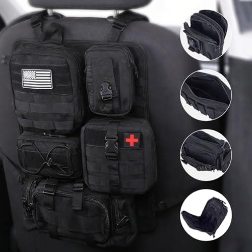 LengSuaa Tactical Car Seat Organizer, Car Back Seat Storage with 5 Detachable Bag, 600D Oxford Waterproof Tactical Vehicle Car Backrest Protector Seat Organiser for Most Vehicle SUV Truck Pickup — view 6