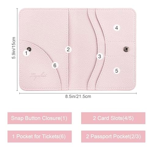 Lychii Leather Passport Wallet for Women and Men, PU Travel Protector Wallet Pouch Protective Case for Passport, Boarding Pass and ID Card — view 3