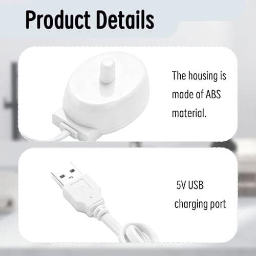 USB Electric Toothbrush Charger Compatible with Braun Oral-B Pro 1 2 3 Series, Smart 6, iO Series, Vitality, Genius X, Type 3757 Charging Base - Portable USB Charging Adapter for Home and Travel — view 6