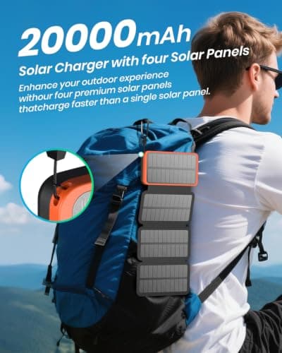 A ADDTOP Solar Power Bank 20000mAh 22.5W Solar Charger with USB C Port — view 2