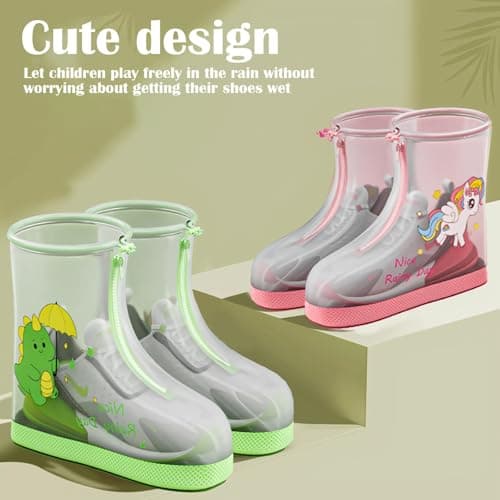 JYJLLM Dinosaur Pattern Waterproof Overshoes, Green Transparent Reusable Shoe Covers for Cycling, Outdoor Activities & Rain Protection, Adult All-Weather Footwear Covers(green, L) — view 6