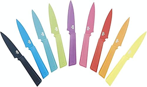 Kuhn Rikon Paring Knife for Fruit, Vegetables and Cheese, Japanese Stainless Steel Blade with Non-Stick Coating, Secure Grip Handle, Finger Guard and Safety Sheath, Yellow - Colori+ — view 3