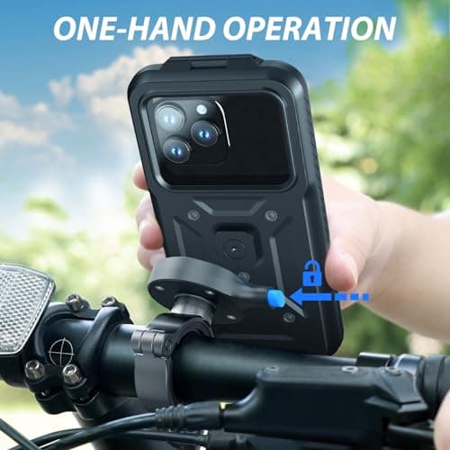 SPORTLINK Bike Phone Holder -【2 in 1 Combo】Aluminium Motorbike Phone Mount with Waterproof Case【360° Rotatable/1s Quick Release】Heavy-Duty Motorcycle Handlebar for iPhone Samsung, More 6-6.8" Phones — view 4