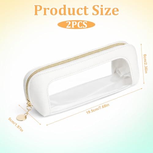 JJUNW 2Pcs Clear Makeup Brush Bag, Beige Leather Portable Makeup Brush Bag — view 4