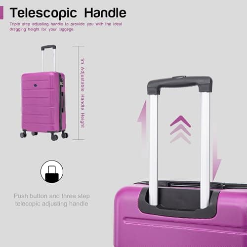 Aerostar 28" Large Suitcase Super Lightweight 4 Wheel Dual Spinner ABS Hard Shell Check in Luggage with Integrated Combination Lock for 23kg (Purple, 100 Litre) — view 4