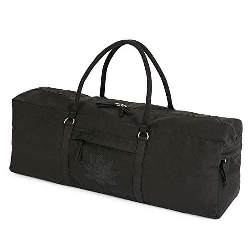 Yoga Studio Yoga Kit Bag | YKK Full Zipp Fastening Carrier Equipment Bag | Cotton Yoga & Pilates Unisex Mat Bag with Storage Pocket Compartments for Mats & Accessories | Fits Most Mat Sizes - Black