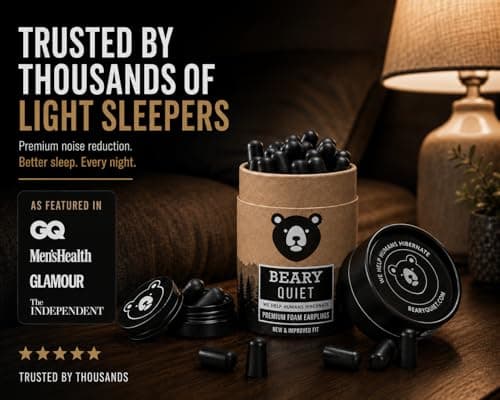 Beary Quiet Premium Foam Earplugs for Sleeping – Ultra Soft Noise Cancelling Ear Plugs, High 38db SNR for Snoring, Travel & Light Sleepers, Comfortable All Night Wear — view 2