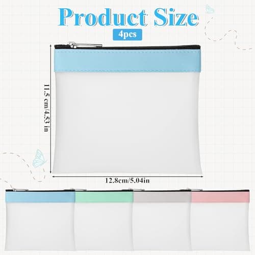 4 Pcs Clear Mini Makeup Bag, 4.9x4.5 Inch Waterproof Zipper Pouch, Small Cosmetic Bag for Women Travel Organizer, Coin Purse, Daily Toiletries Travel Office Supplies — view 2