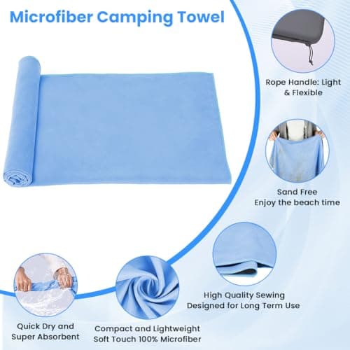 Aolso Microfibre Travel Towel, Quick Dry Lightweight Microfibre Towels, Super Absorbent Gym Towel for Men Weman, Soft Compact Beach Towel for Sports, Gym, Camping, Yoga, Swimming, Hiking-Sky blue — view 3