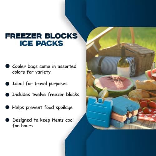 ZOPPER Freezer Blocks 8cm Mini Cooler Bags Assorted Colors Reusable Ice Packs Coolest for Hours Powerful Chillers Lunch Box Travel Picnic and Outdoor Activities Ice Brick Picnic - 12pk — view 4