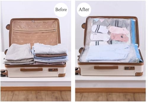 GQC 15 Pack Travel Vacuum Storage Bags for Luggage, Reusable Space Saver Bags for Clothes and Clothing Organisation, 4 (64x47cm) 3 (54x40cm) 8(40x30cm) — view 5