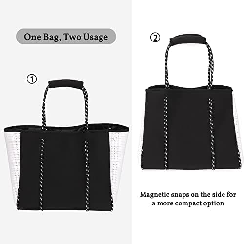 Yomietar Neoprene Tote Bag - Large Travel Beach Pool Gym Handbag for Women & Men, Black, L — view 6