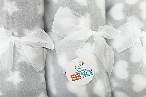 BBsky Set of 3 Baby Boy Girl Unisex Newborn Super Soft Fleece Blankets, Multi Purpose Patterned Crib Car Moses Pram Seat Stroller Cover Travel Home or Just for Gift Idea (Grey) — view 2