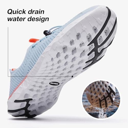 KOLILI Women's Stylish Water Shoes, Tennis Walking Shoes with Arch Support, Best for Water Sports, Travel & Walk, Light Blue, 6.5 UK — view 3