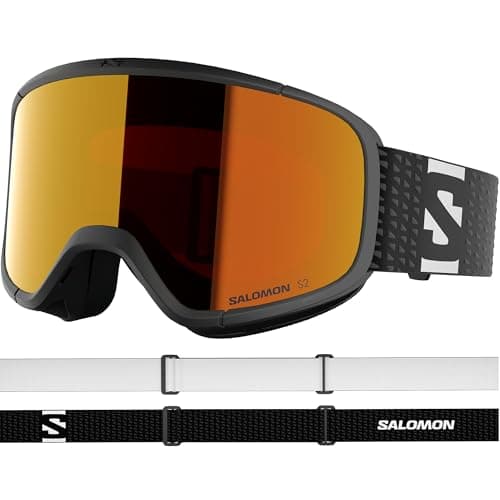 Salomon LUMI Goggles, Unisex Anti-Fog Ski Goggles for Trail Running and Mountain Adventures, Black/Mid Red