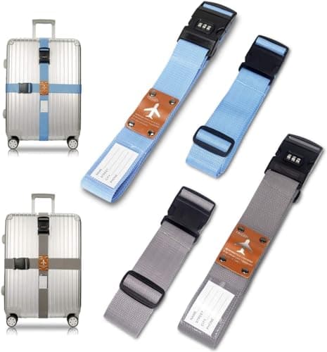 SUWEIR Luggage Straps (2 with Lock) for Suitcases & Travel Bags