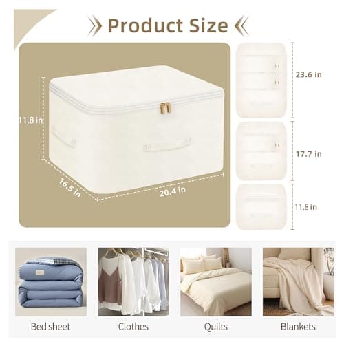 Fivaran Ultra Space Saving Self Compression Organizer, Comforter Storage Bag for Clothes, Blankets, Pillows, Duvet, Comforters, Bedding Sets and Much More (Khaki,X-L - 54 * 42 * 60cm) — view 2