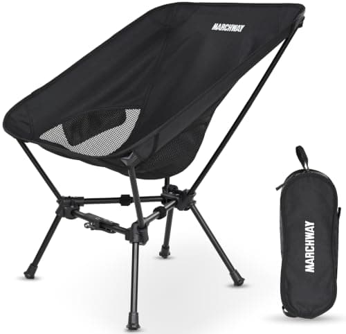 MARCHWAY Lightweight Folding Camping Chair with Spring Lock, Stable Compact Portable for Outdoor Camp, Travel, Beach, Picnic, Festival, Hiking, Backpacking (Black)