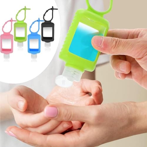 Mezeic 4 Pack Travel Bottles, Hand Sanitizer Empty Travel Size Bottle Refillable Liquid Containers Travel Keychain Bottles Portable Sanitizer Holder with Detachable Silicone Case — view 4