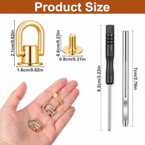 8 PCS D Rings for Bags, Gold Metal Bag Hardware for Bag Making — view 2