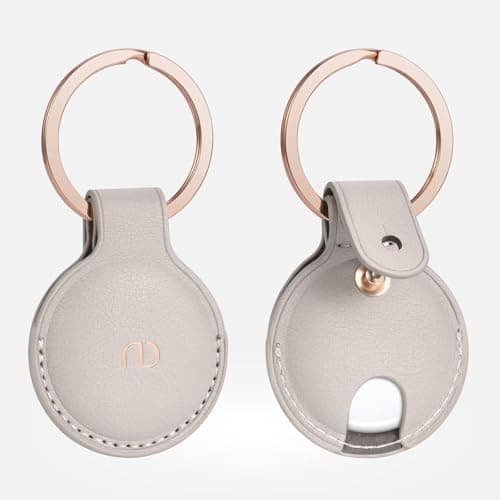 Nereides PU Leather Case Compatible with Airtag Holder, Anti-Scratch Keyring with buckle, Full Protective Cover for Key/Cat/Dog (khaki) — view 2