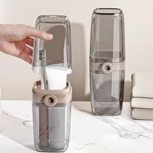 Pffiocix Leakproof Travel Kits Toothbrush Holder and Soap Container 2PCS Bathroom Hygienes Essential for Outdoor Activity Toiletry Set for Backpackers — view 6